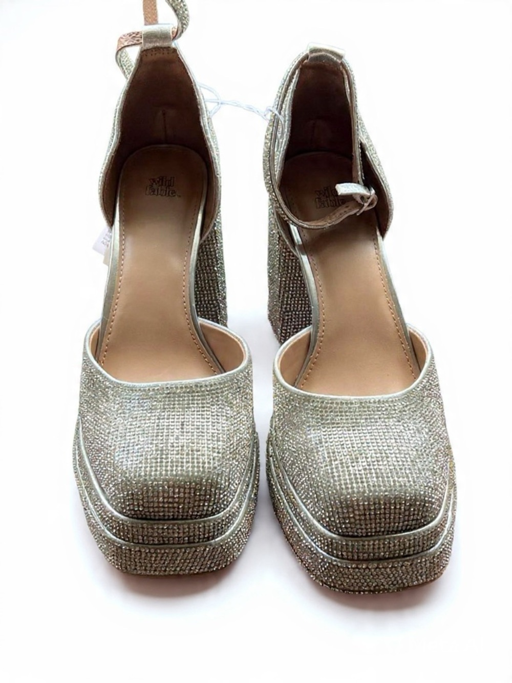 wild fable Silver Rhinestone Platform Ankle-Strap Heels